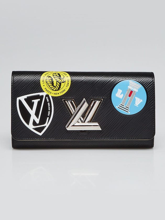 Louis Vuitton Limited Edition Black Epi Leather Twist World Tour Wallet