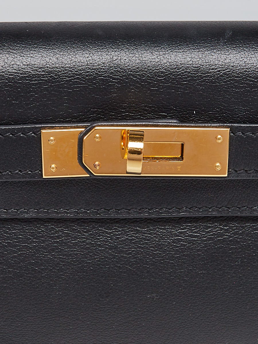 Hermès Kelly Cut Clutch Bag In Black Swift Leather With Gold