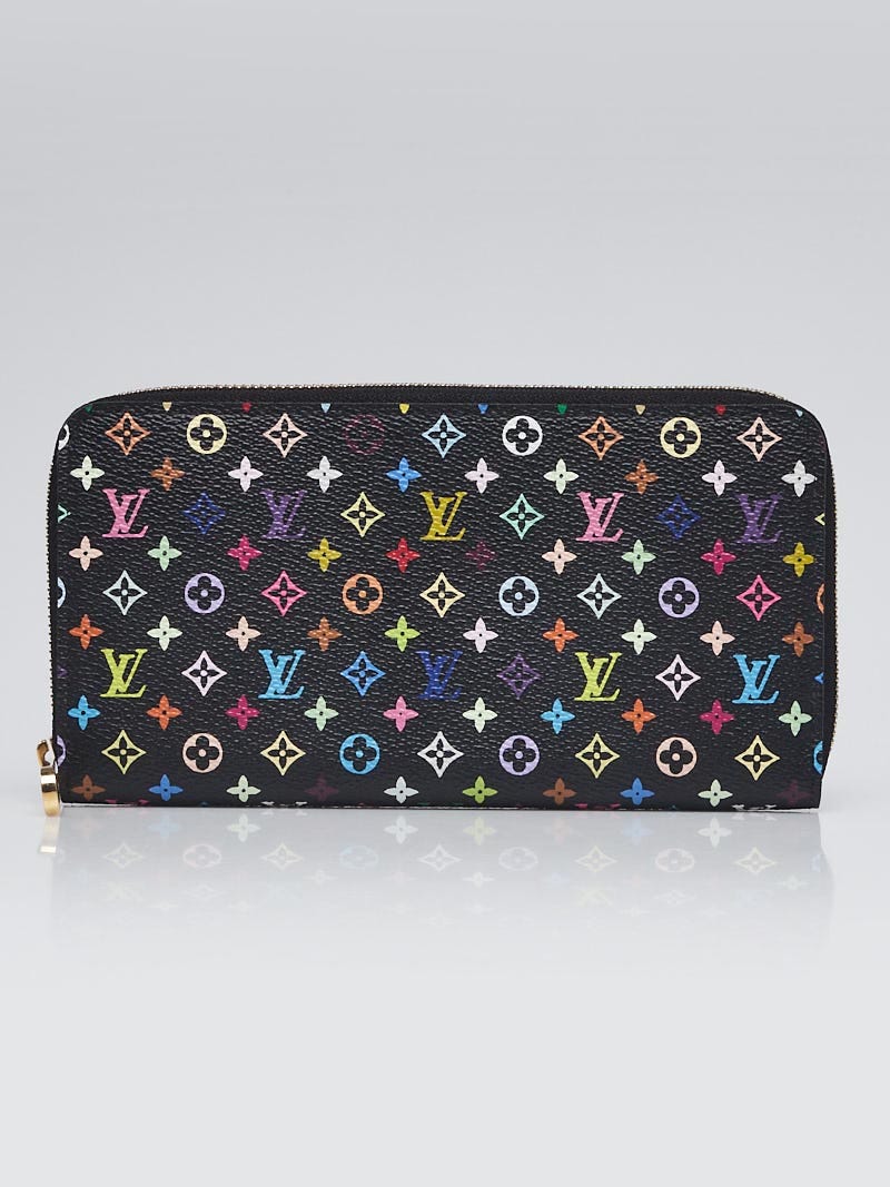 Louis Vuitton Monogram Multicolor Zippy Wallet Black Grenade Pink