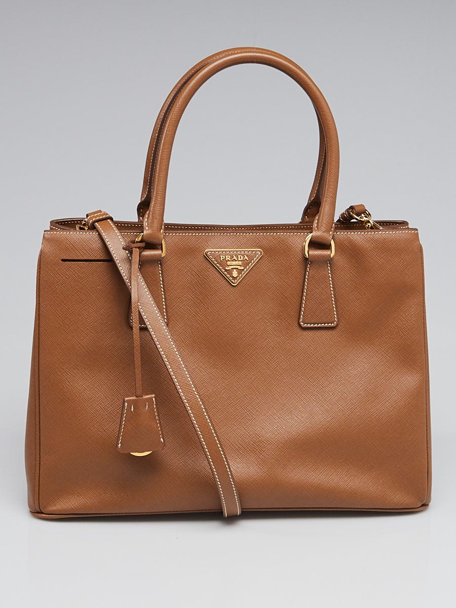 Prada Cannella Saffiano Lux Leather Small Convertible Tote Bag 1BA874 -  Yoogi's Closet