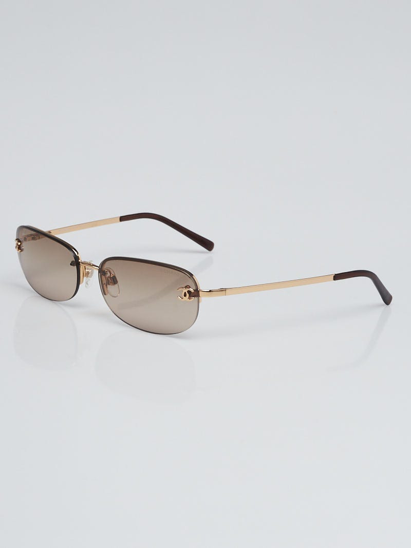 Vintage Chanel Gold Frame Sunglasses Oval Small 08643 50927  eBay