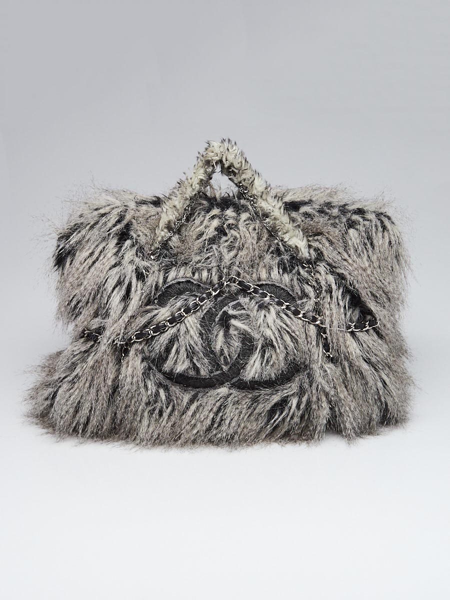 Chanel Grey Faux Fur Arctic Fantasy Fur Large Tote Bag - Yoogi's Closet