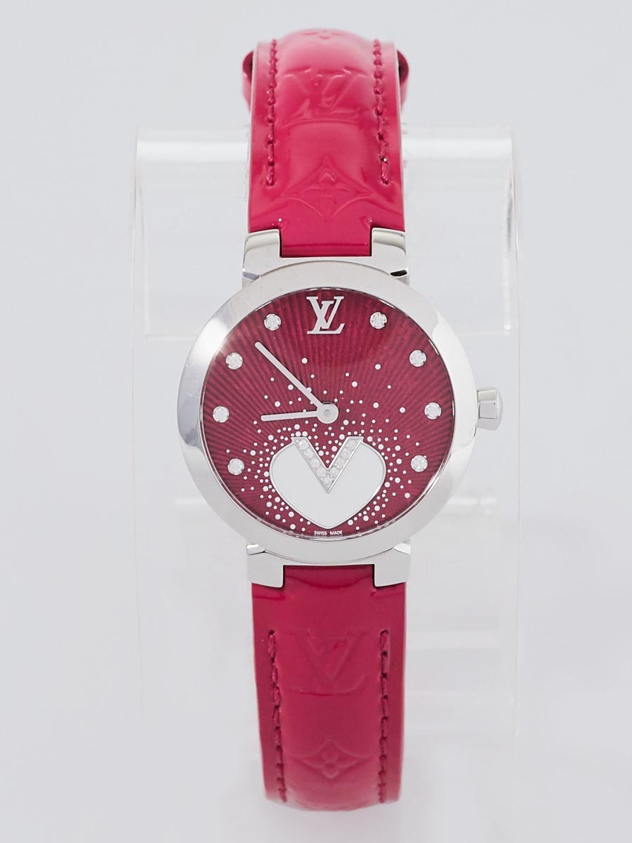 Louis Vuitton 28mm Cerise Monogram Vernis and Diamond Saint Valentin Quartz Watch