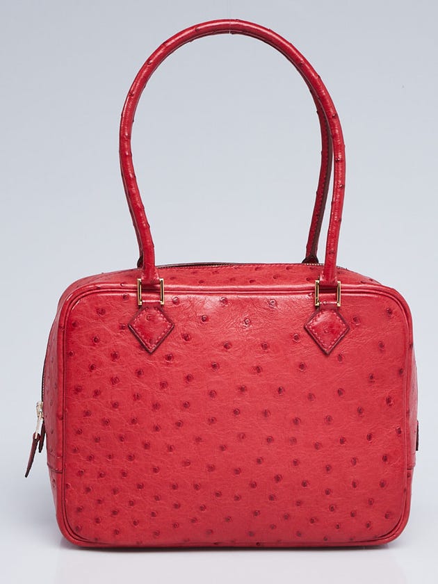 Hermes 20cm Rouge Vif Ostrich Plume Bag