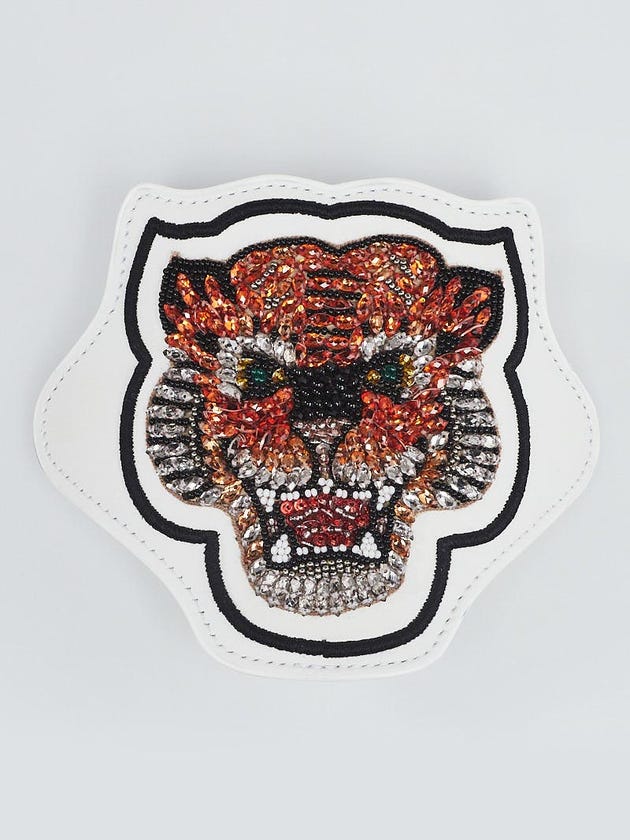 Gucci White Leather Tiger Ace Shoe Patch
