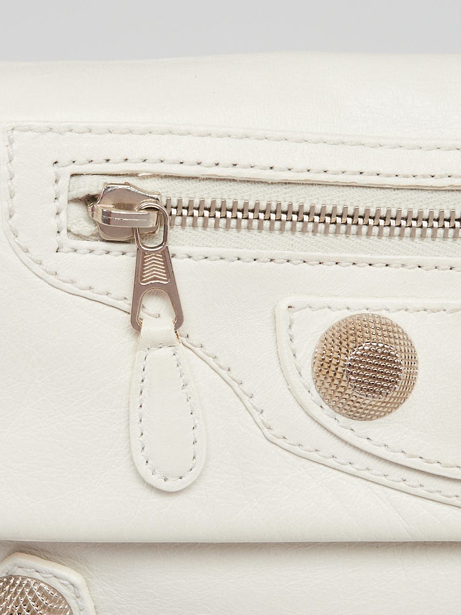 Balenciaga White Leather Giant 21 Silver Envelope Clutch Bag