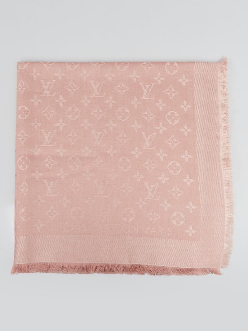 Louis Vuitton Pale Pink Wool Silk Monogram Shawl Louis Vuitton