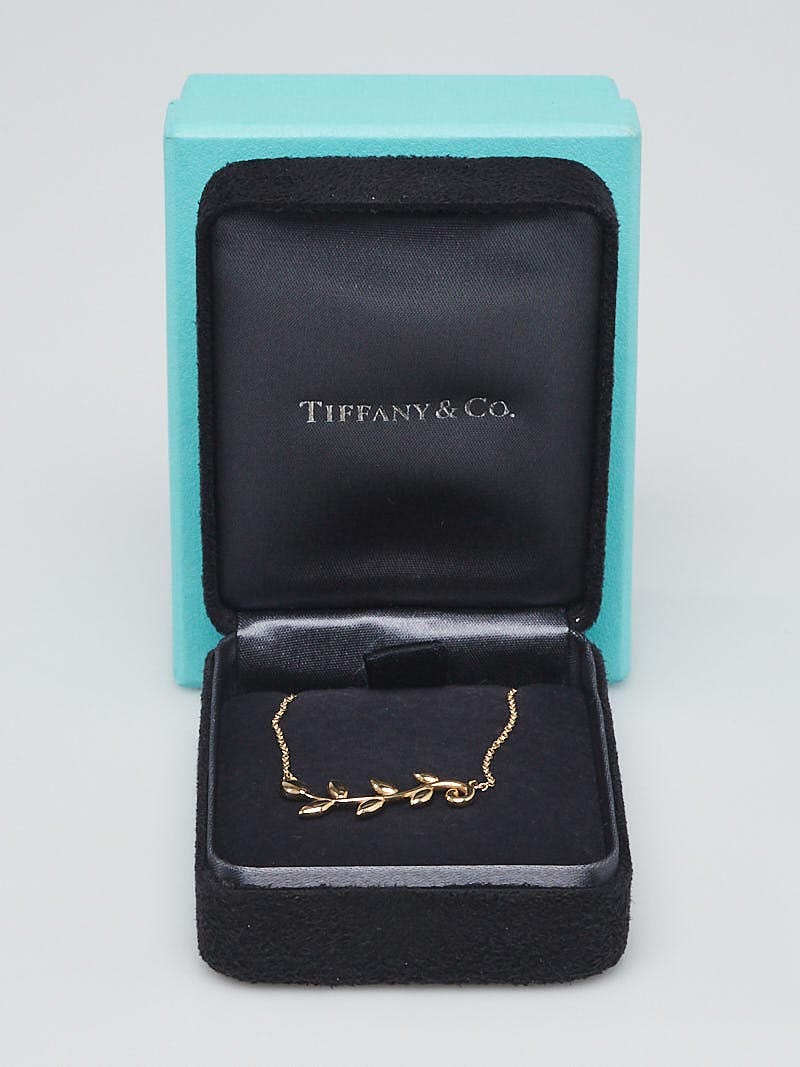 Tiffany & Co. 18k Gold Olive Leaf Vine Pendant Necklace