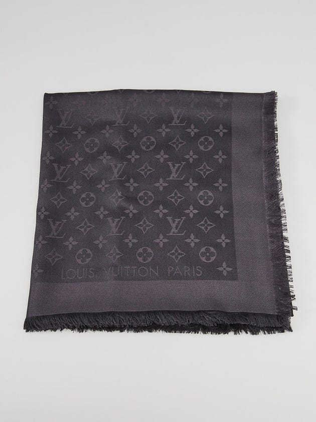 Louis Vuitton Dark Grey Monogram Silk/Wool Shawl Scarf