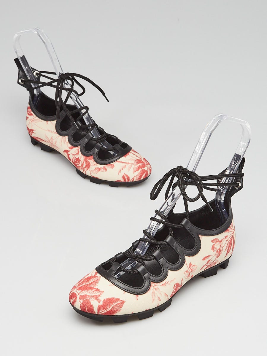 Gucci Cerise/Black Herbarium Coated Canvas Ikegami Sneakers Size 6/36.5