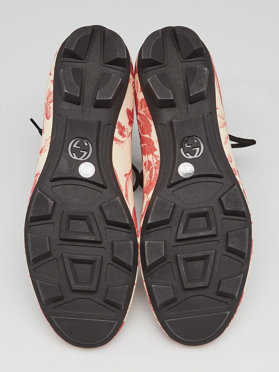 Gucci Cerise/Black Herbarium Coated Canvas Ikegami Sneakers Size 6/36.5