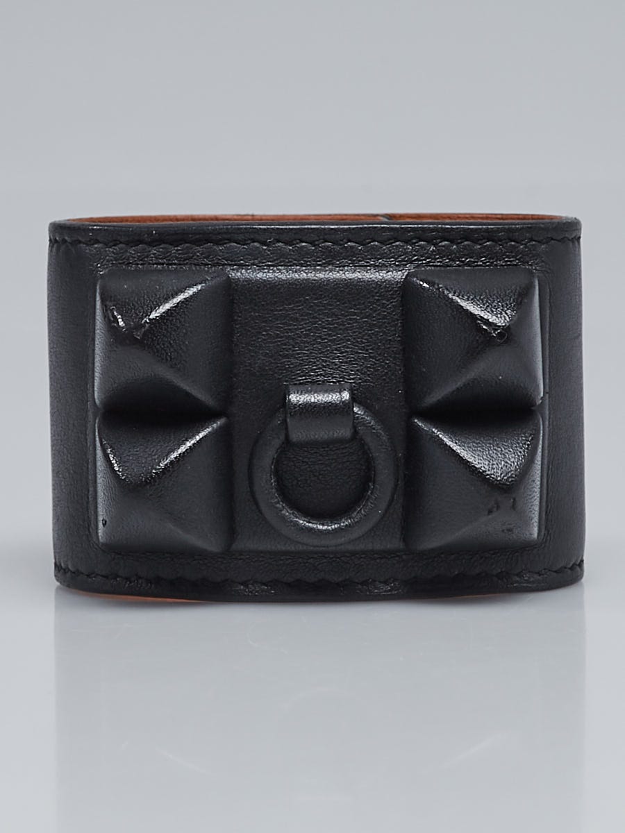 小物 HERMES Hermes Black Swift Leather Collier de Chien Shadow Bracelet