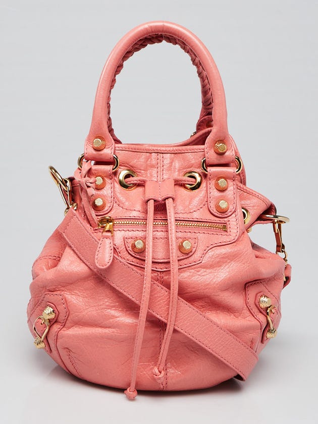 Balenciaga Rose Azalee Lambskin Giant 12 Gold Mini Pompon Bag