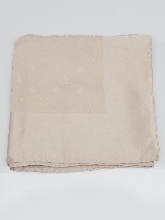 Louis Vuitton Beige Monogram Silk Square Scarf