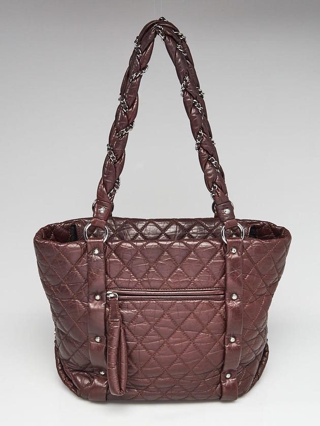 Chanel Brown Quilted Distressed Leather Lady Braid Tote Bag