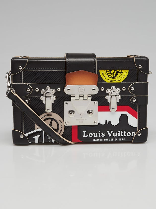 Louis Vuitton Limited Edition Black Epi Leather World Tour Petite Malle Bag