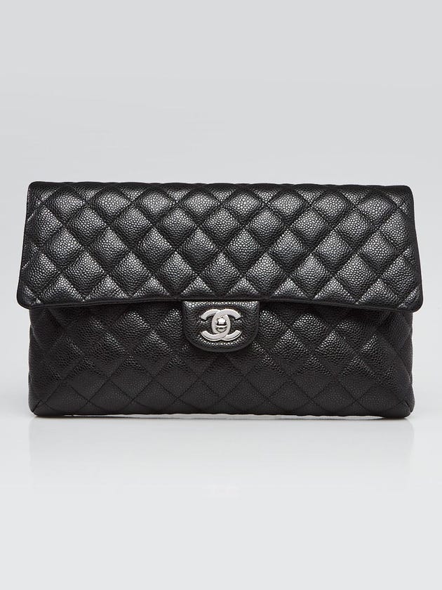Chanel Black Quilted Caviar Leather Classic Flap Clutch bag