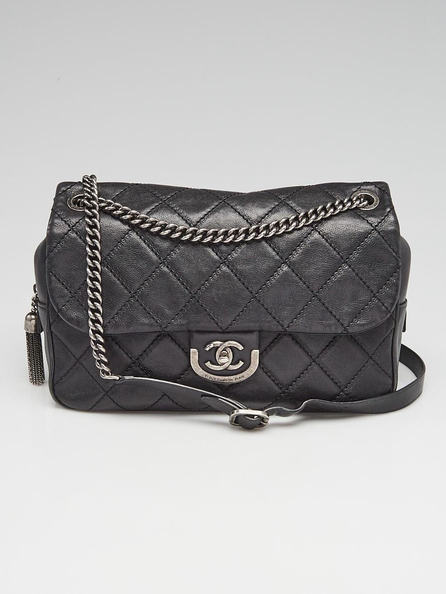 Chanel Black Quilted Leather Coco Sporran Jumbo Flap Bag - Yoogi's Closet