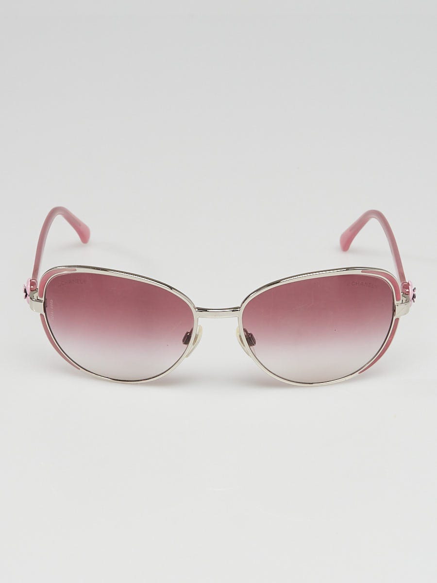 CHANEL広夢様 Chanel Pink Metal Frame Camellia Sunglasses - 4187 | Yoogi's