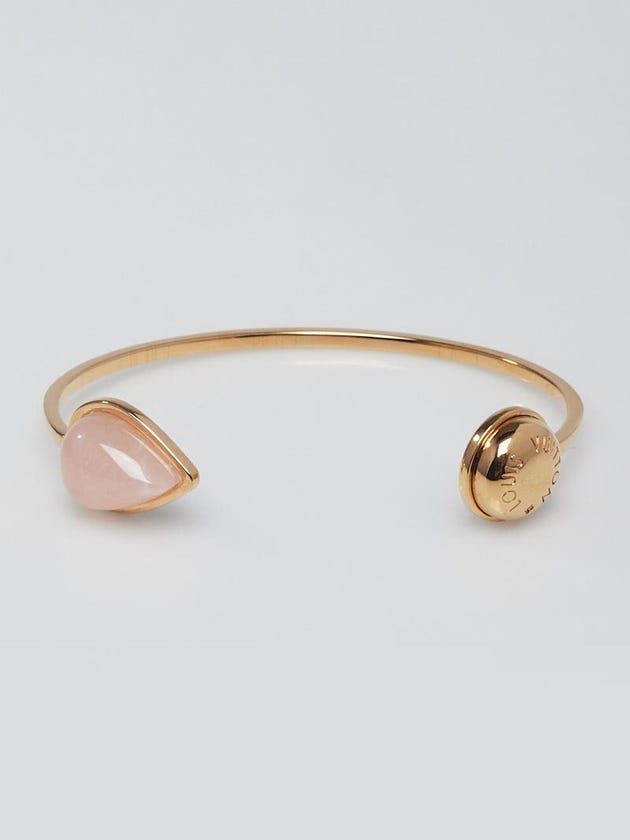 Louis Vuitton Goldtone Metal and Pink Quarts Rigid Bracelet Size M