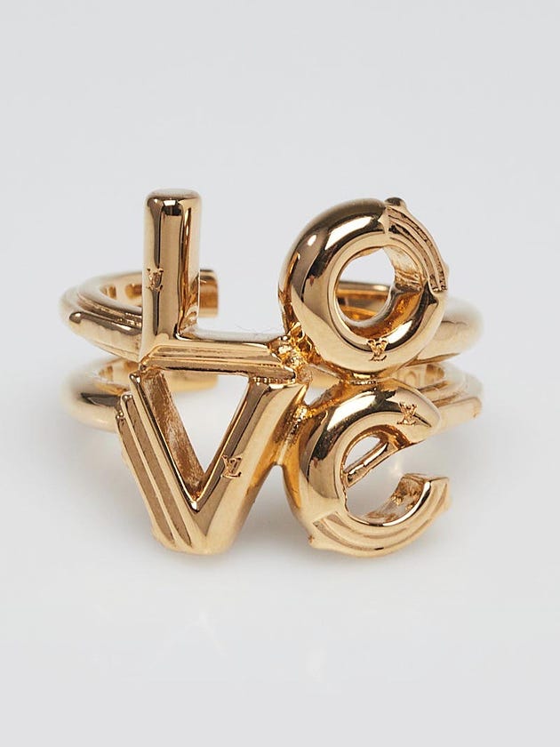 Louis Vuitton LOVE Goldtone Metal Ring Size L