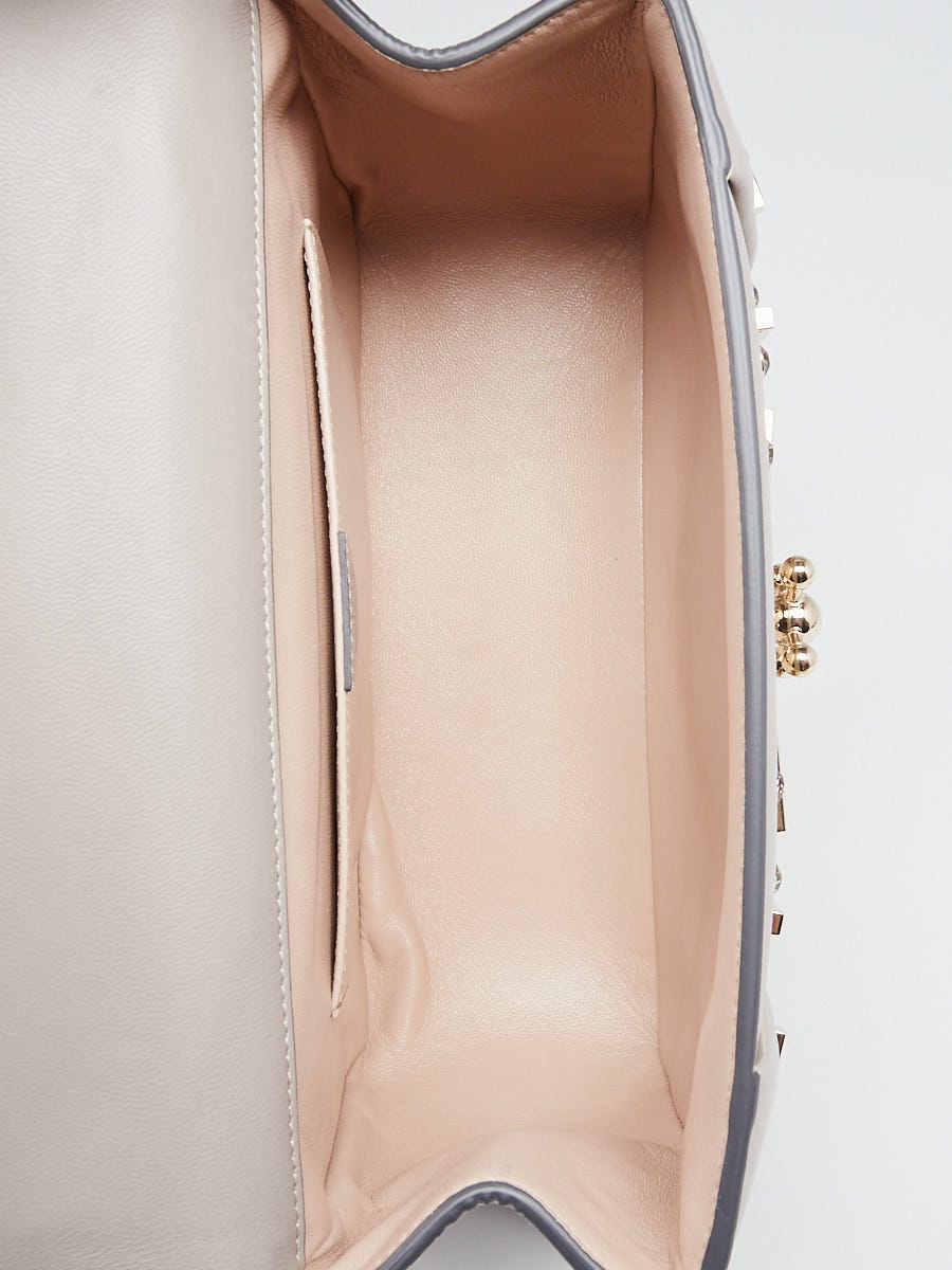 Chloe Grey Leather Crystal Large Elsie Chain Flap Shoulder