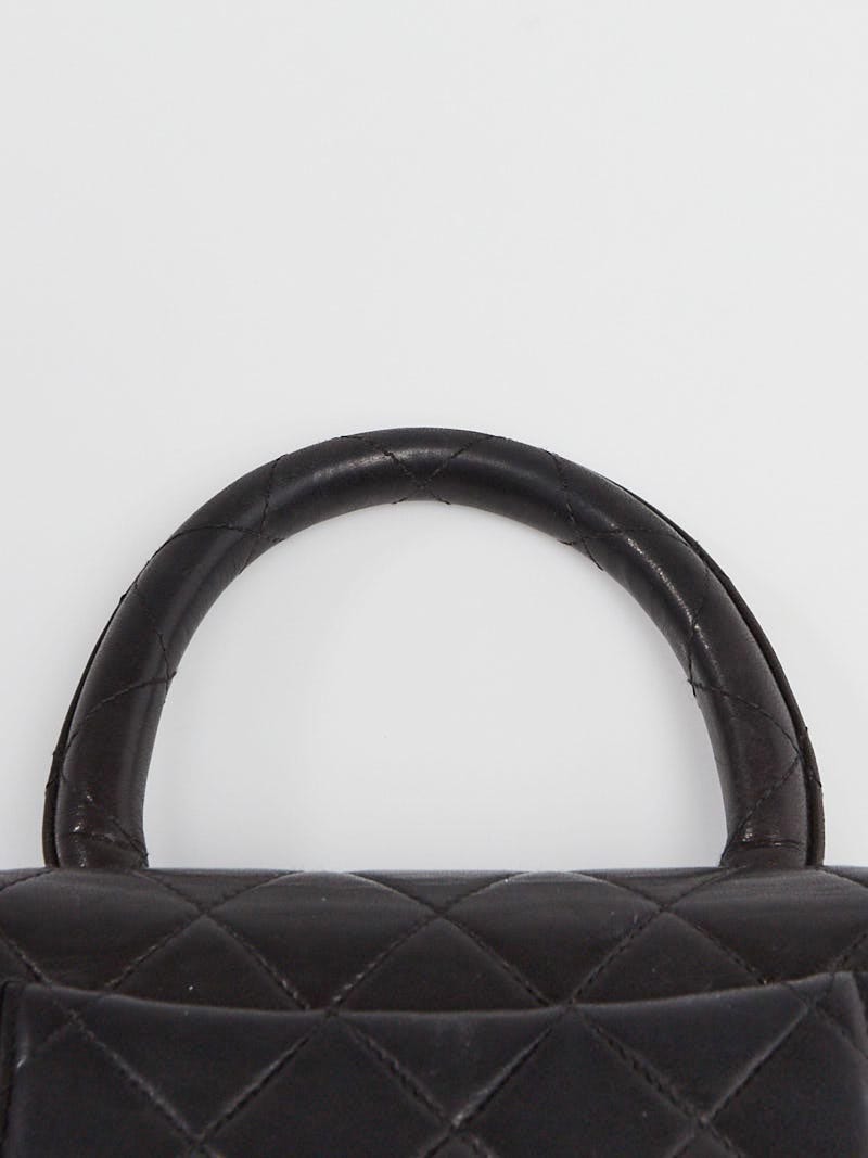 Chanel Black Quilted Lambskin Leather Mini Kelly Flap Bag - Yoogi's Closet