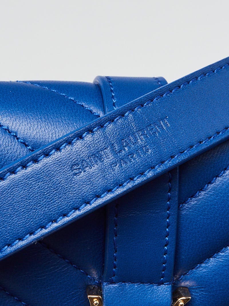 Yves Saint Laurent Baby Monogram Chain Bag In Blue Goatskin