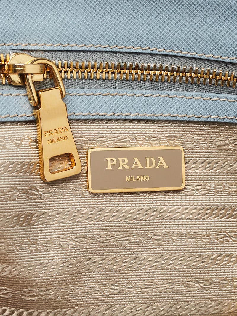 PRADA Saffiano Lux Small Double Zip Tote Ibisco 1288540