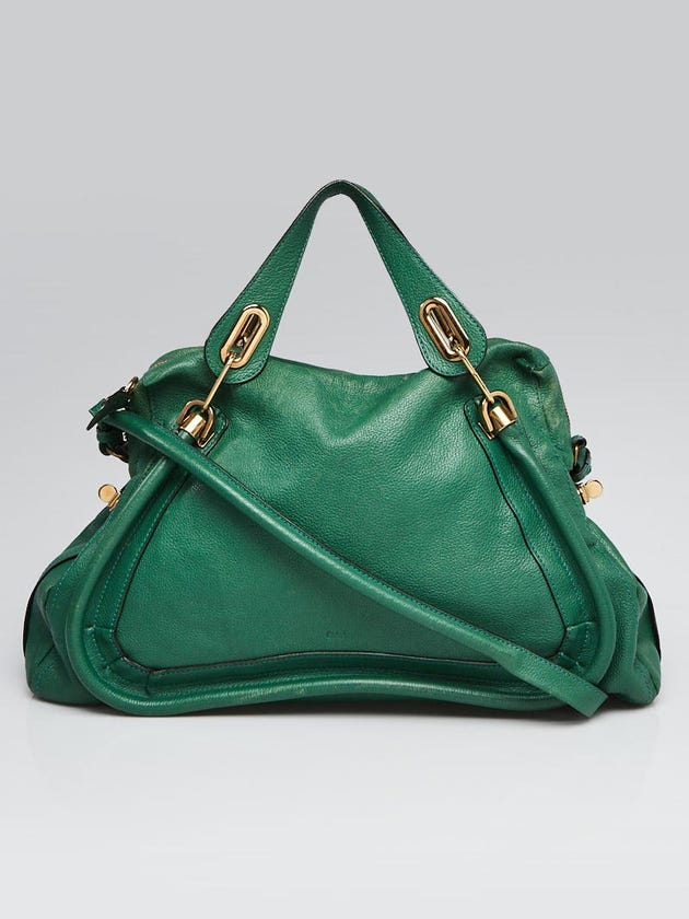 Chloe Green Calfskin Leather Large Paraty Bag