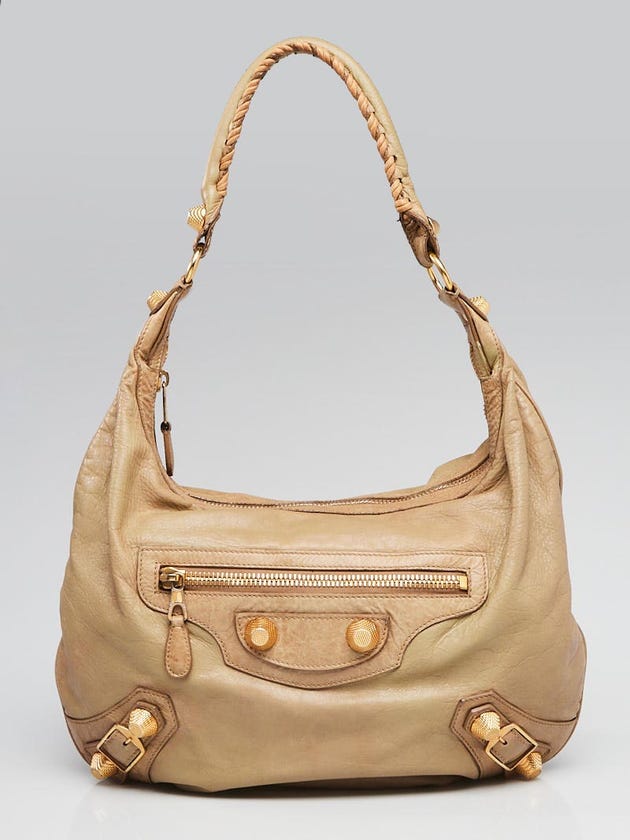 Balenciaga Sandstone Lambskin Leather Giant 21 Gold Hobo Bag