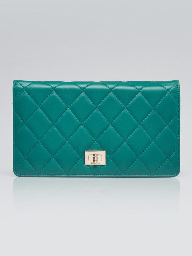 Chanel Green Quilted Lambskin Leather Reissue L Yen Wallet