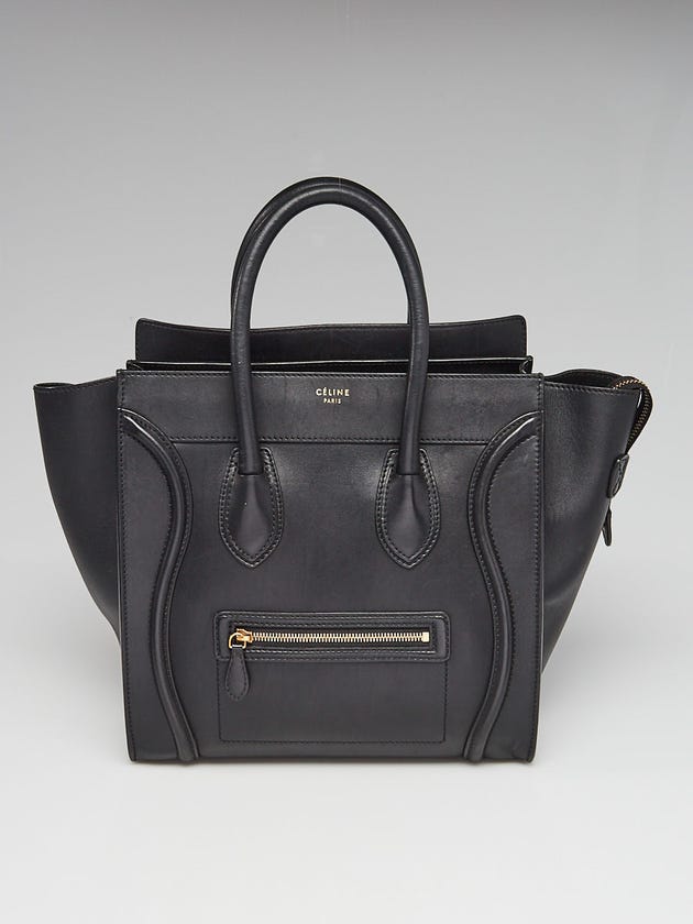Celine Black Smooth Leather Mini Luggage Tote Bag
