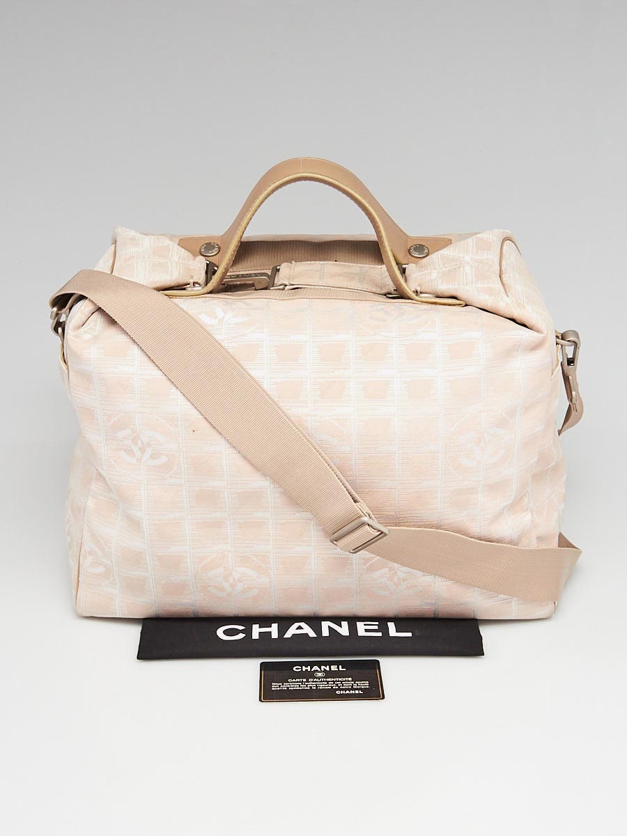 Chanel Beige Nylon CC Logo Travel Line Boston Duffle Bag | Yoogi's Closet