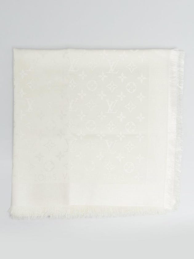 Louis Vuitton White Monogram Silk/Wool Shawl Scarf
