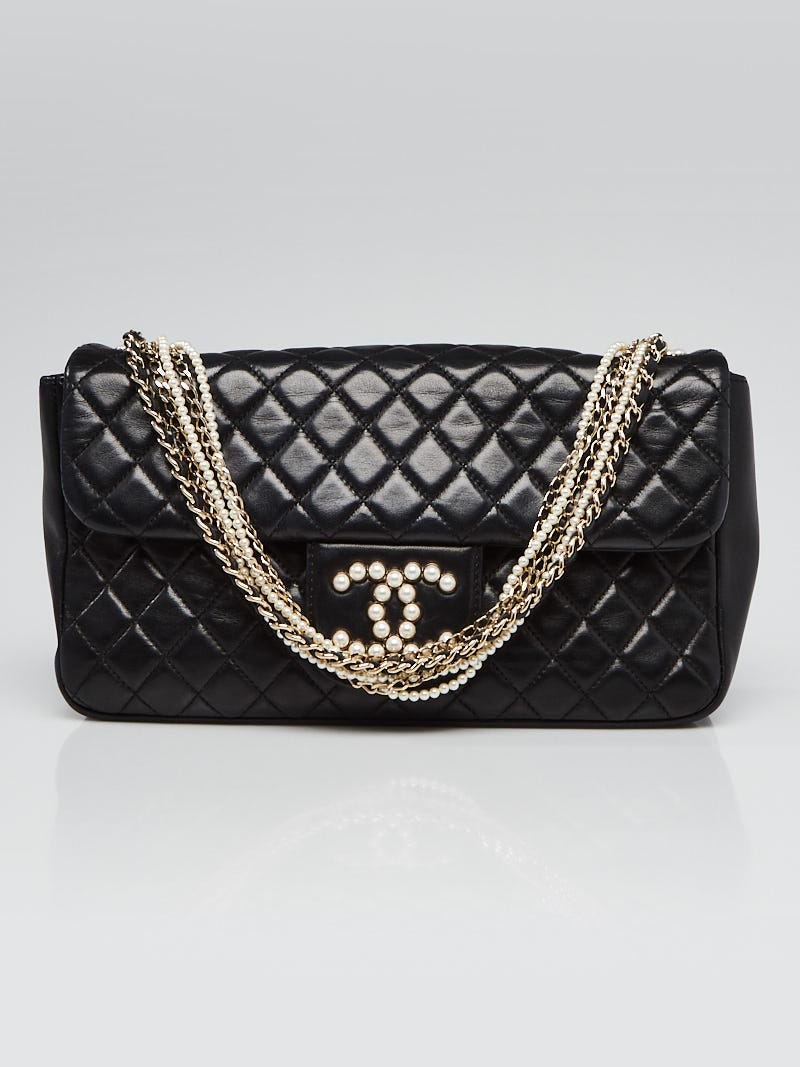 Chanel Black Quilted Lambskin Leather Westminster Pearl Medium