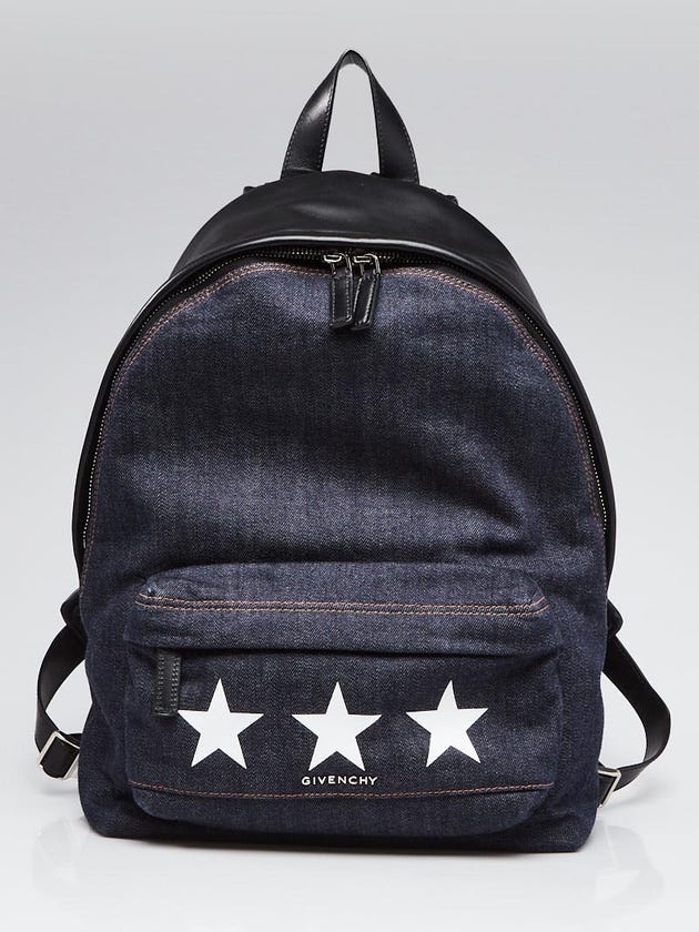 Givenchy Blue Denim and Leather Star Backpack Bag