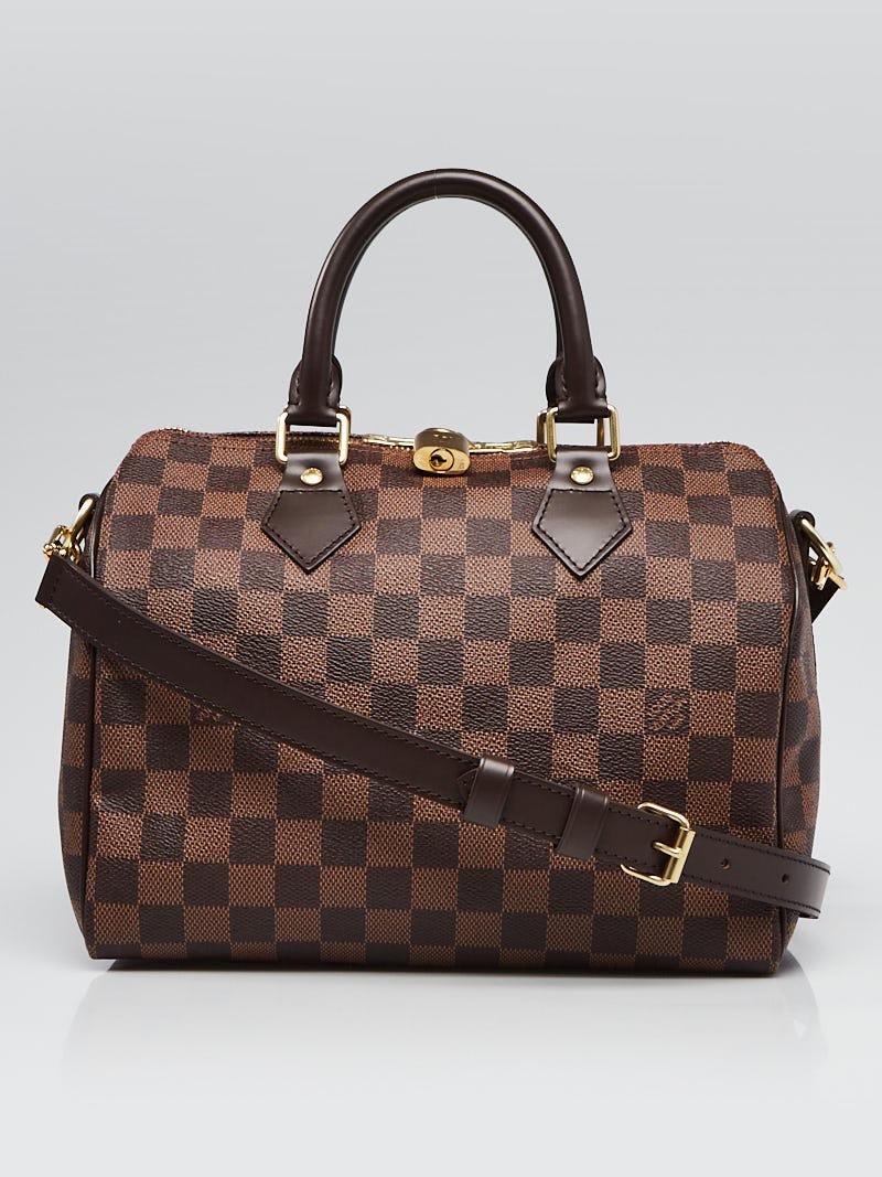 Louis Vuitton Damier Canvas Speedy 25 w/ Shoulder Strap Bag - Yoogi's Closet