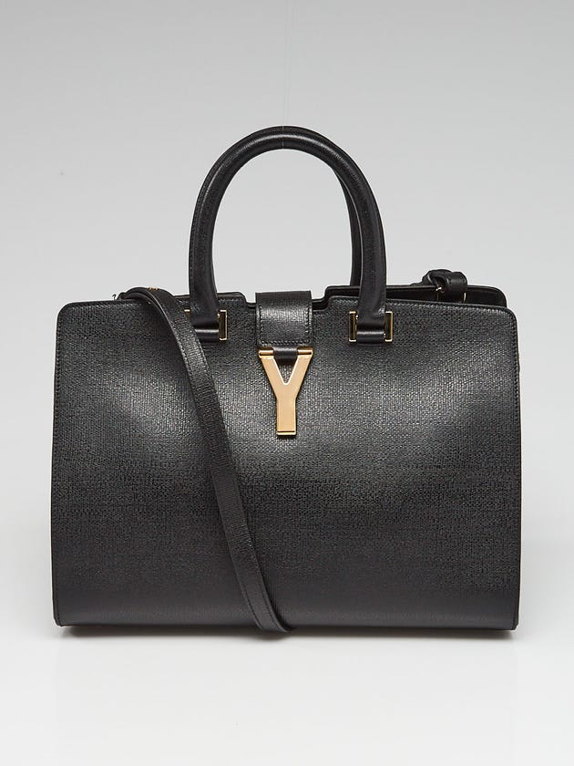 Yves Saint Laurent Black Saffiano Textured Leather Small Cabas ChYc Bag