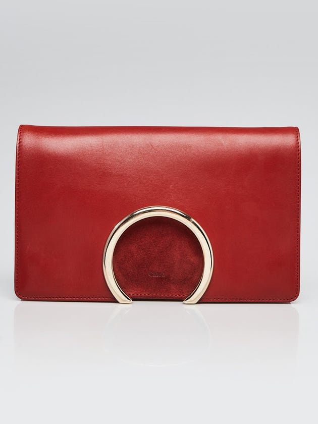 Chloe Saffron Red Leather and Suede Gabrielle Clutch Bag