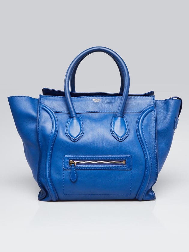 Celine Blue Smooth Leather Mini Luggage Tote Bag