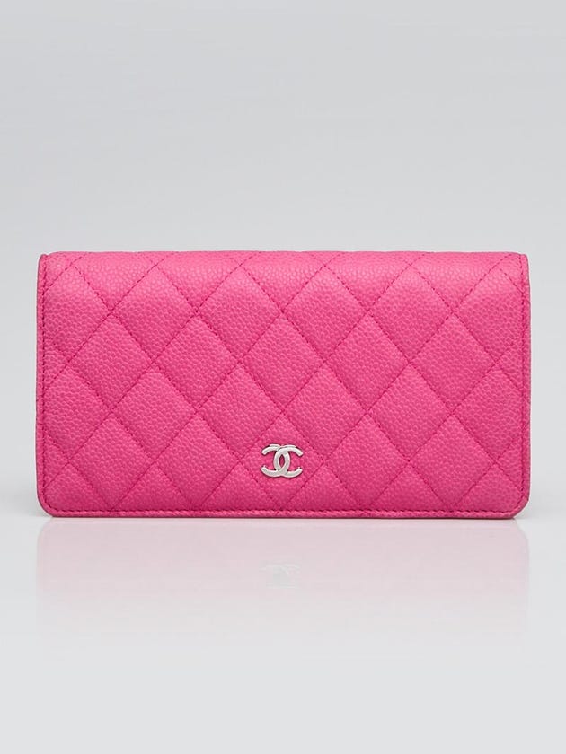 Chanel Hot Pink Quilted Caviar Leather L Yen Wallet