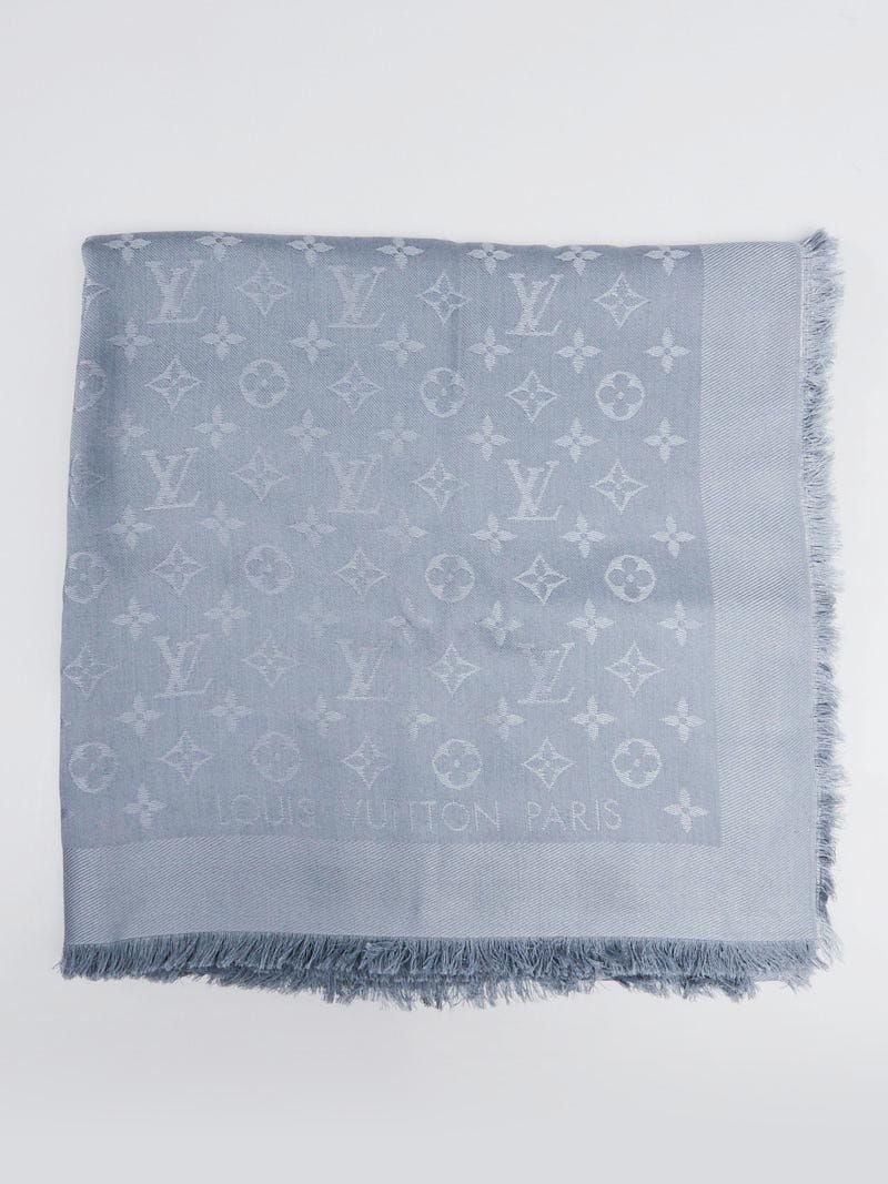 Louis Vuitton Navy Blue Monogram Silk/Wool Shawl Scarf - Yoogi's