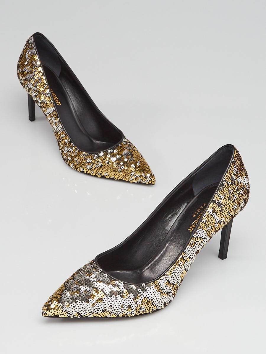 Gold hot sale sequin pumps