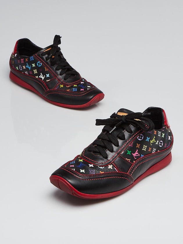 Louis Vuitton Black Multicolor Coated Canvas Low Top Sneakers Size 7/37.5