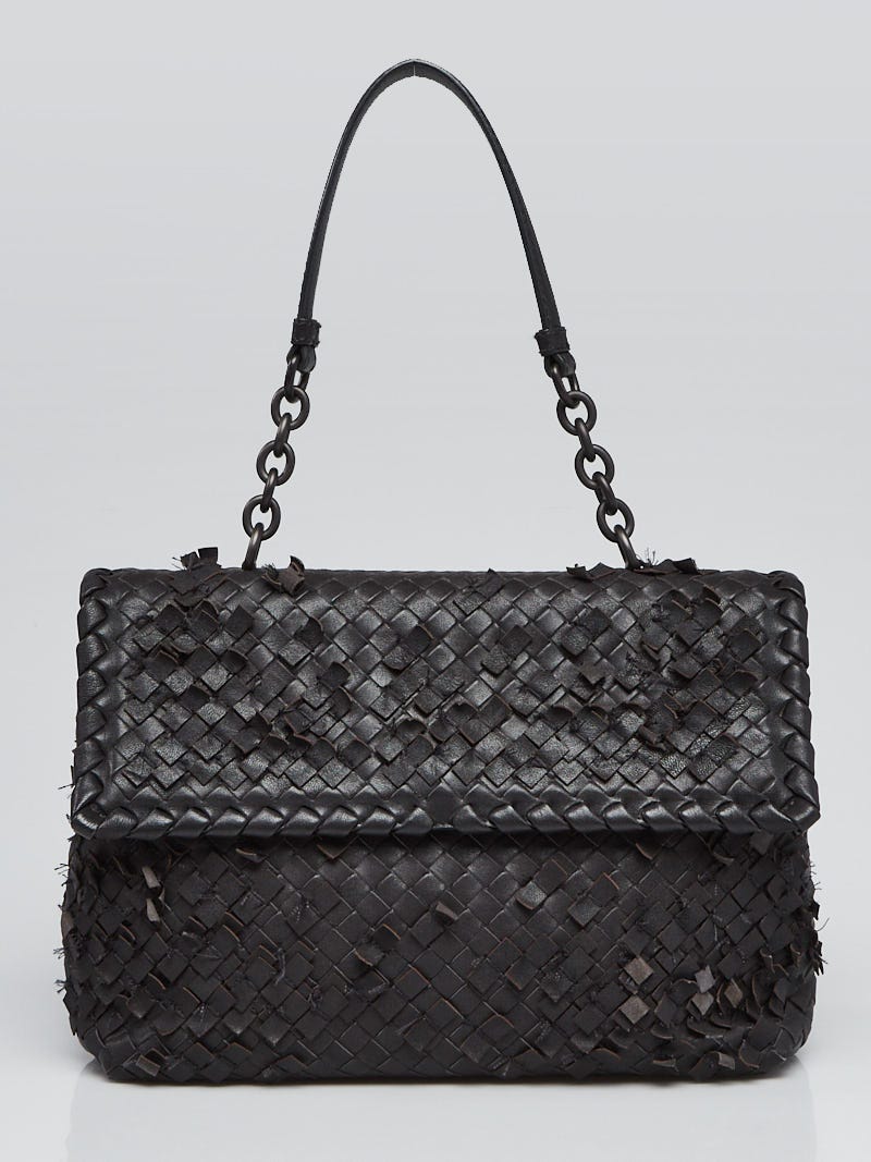 Bottega Veneta Black Intrecciato Tobu Woven Nappa Leather Olimpia