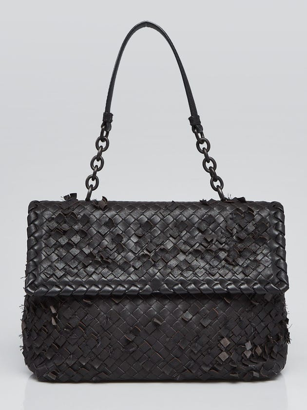 Bottega Veneta Black Intrecciato Tobu Woven Nappa Leather Olimpia Bag