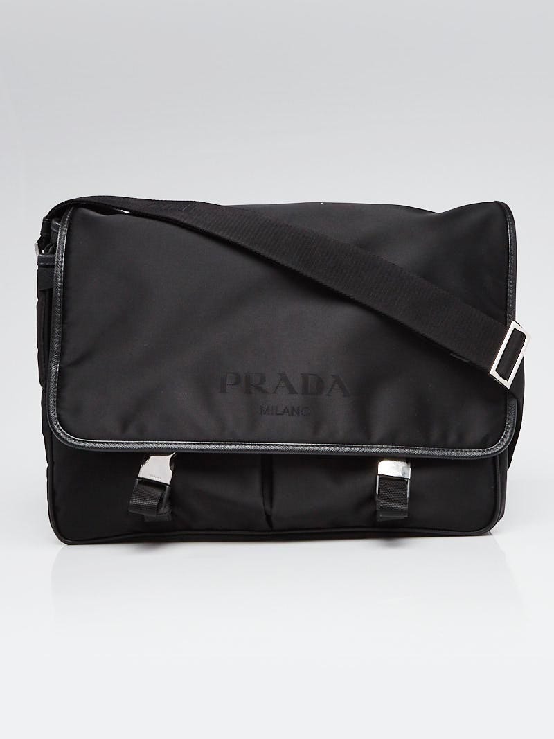 Prada leather trimmed messenger on sale bag