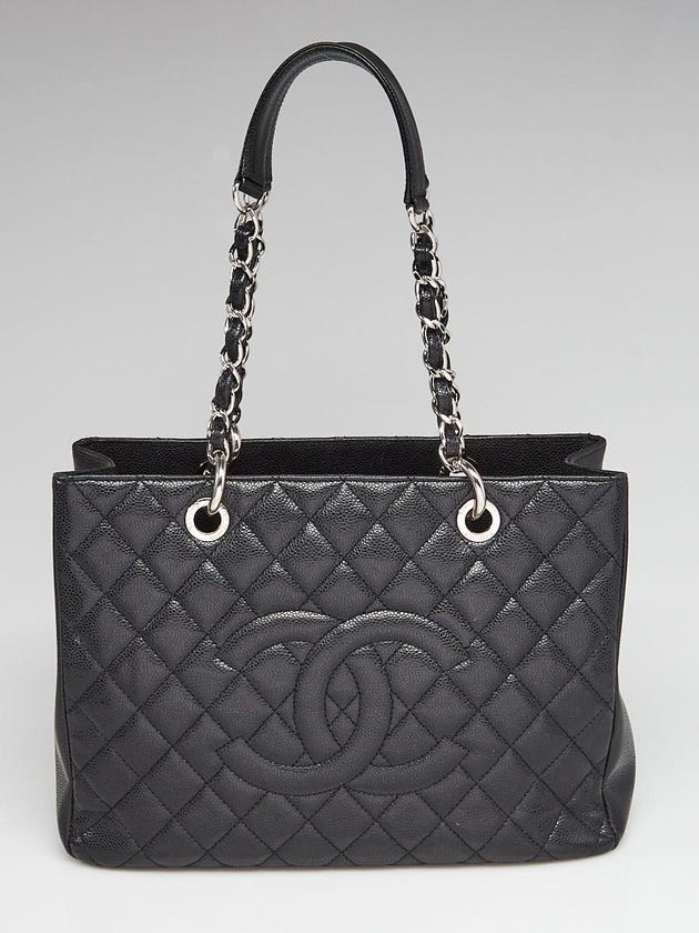 Chanel Black Quilted Caviar Leather Grand Shopping Tote Bag