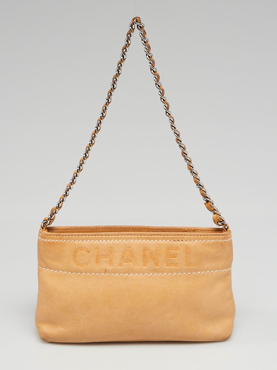 Chanel Beige Lambskin Leather LAX Pochette Clutch Bag Yoogi s Closet
